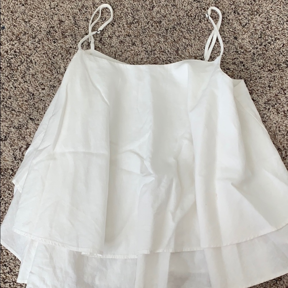 Ruffle white tank